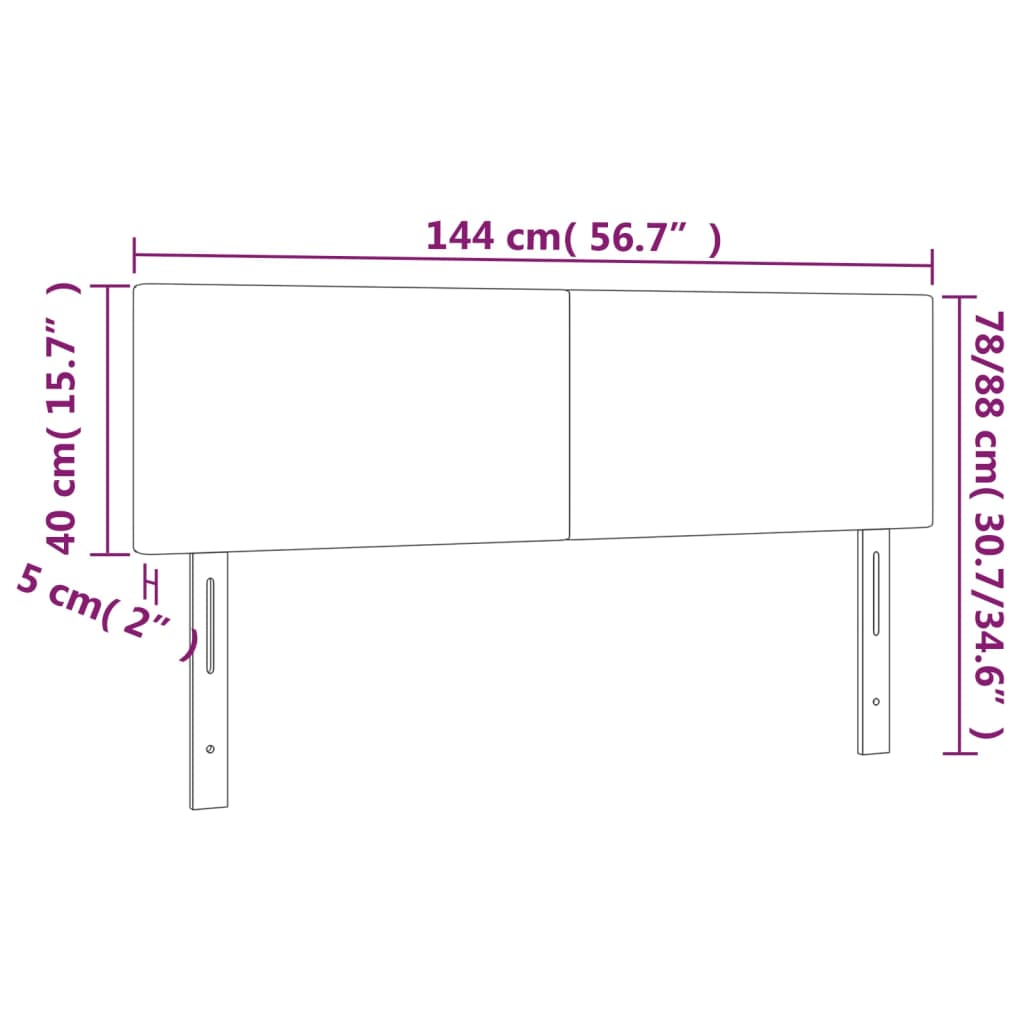 Kopfteile 2 Stk. Dunkelgrau 72x5x78/88 cm Stoff