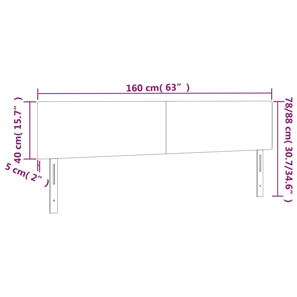 Kopfteile 2 Stk. Creme 80x5x78/88 cm Stoff