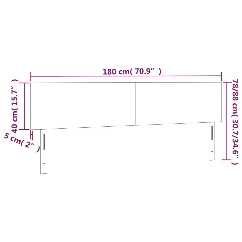 Kopfteile 2 Stk. Hellgrau 90x5x78/88 cm Stoff