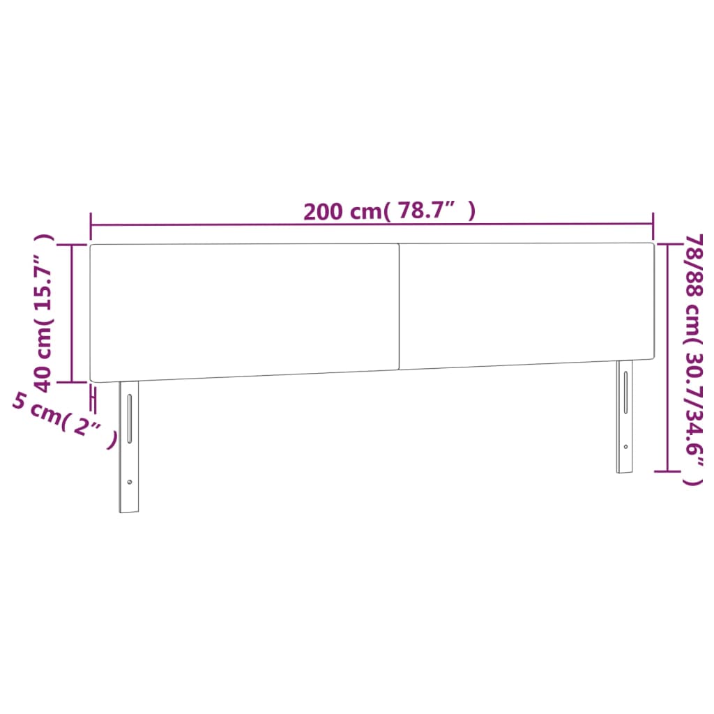 Kopfteile 2 Stk. Grau 100x5x78/88 cm Kunstleder