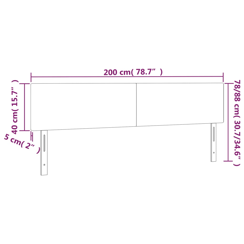 Kopfteile 2 Stk. Dunkelblau 100x5x78/88 cm Samt