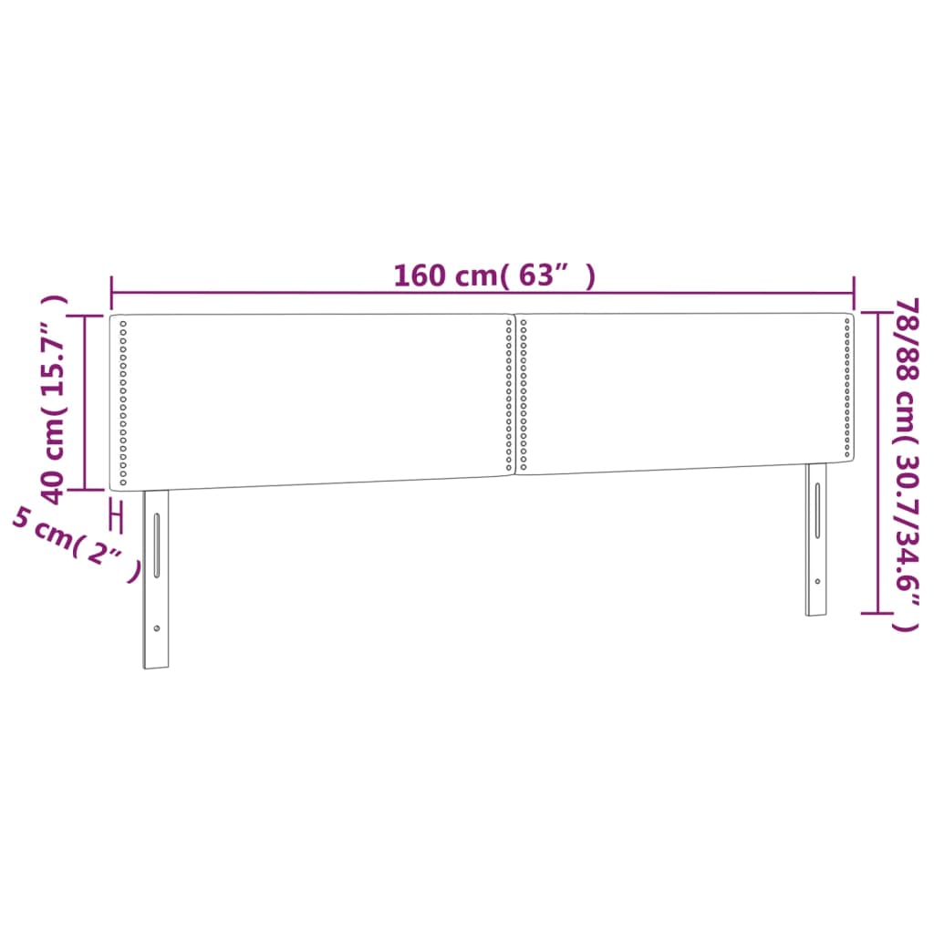 Kopfteile 2 Stk. Rosa 80x5x78/88 cm Samt