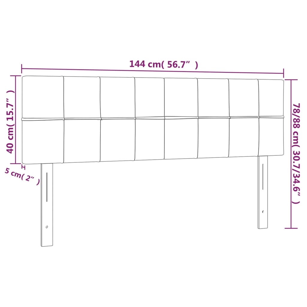 Kopfteile 2 Stk. Hellgrau 72x5x78/88 cm Stoff