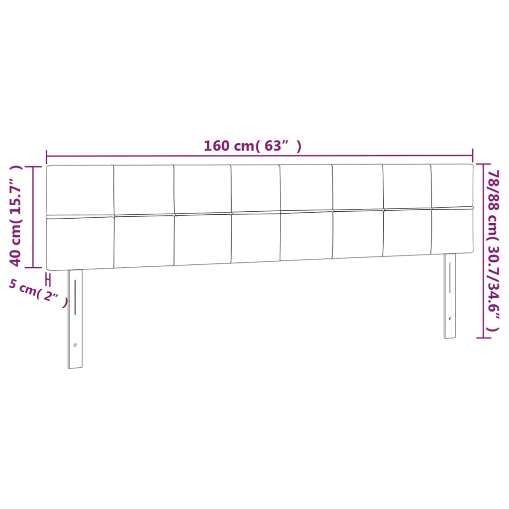 Kopfteile 2 Stk. Hellgrau 80x5x78/88 cm Samt