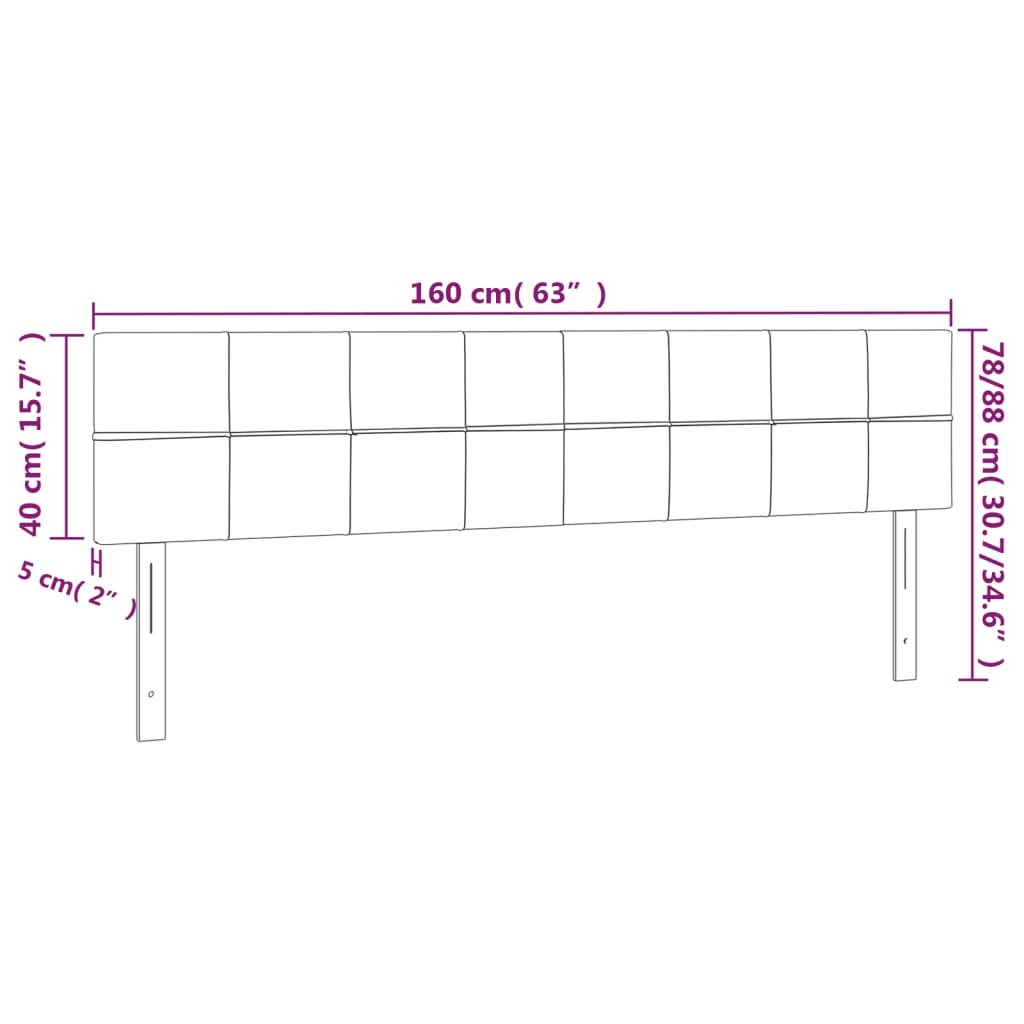 Kopfteile 2 Stk. Dunkelgrau 80x5x78/88 cm Samt