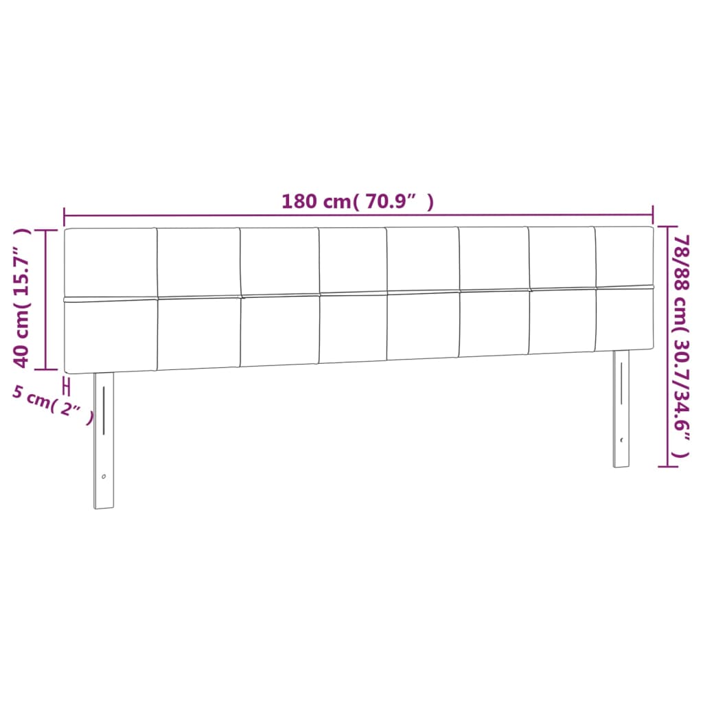 Kopfteile 2 Stk. Hellgrau 90x5x78/88 cm Stoff