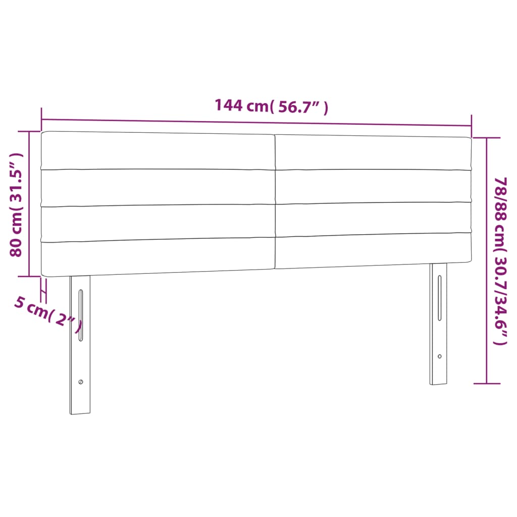 Kopfteile 2 Stk. Hellgrau 72x5x78/88 cm Samt