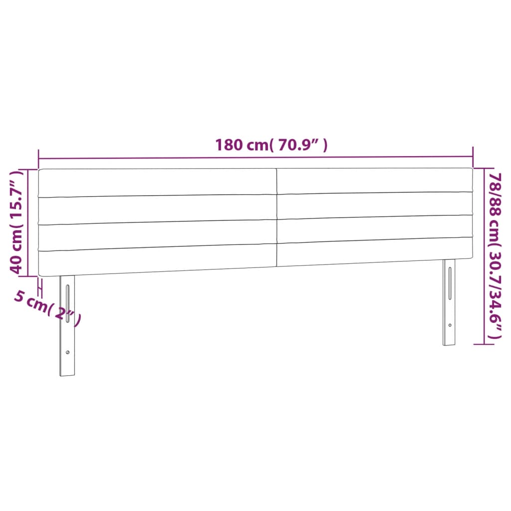 Kopfteile 2 Stk. Rosa 90x5x78/88 cm Samt