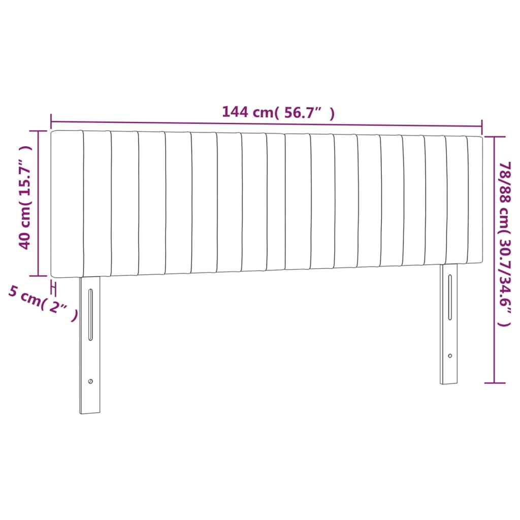 Kopfteile 2 Stk. Hellgrau 72x5x78/88 cm Stoff