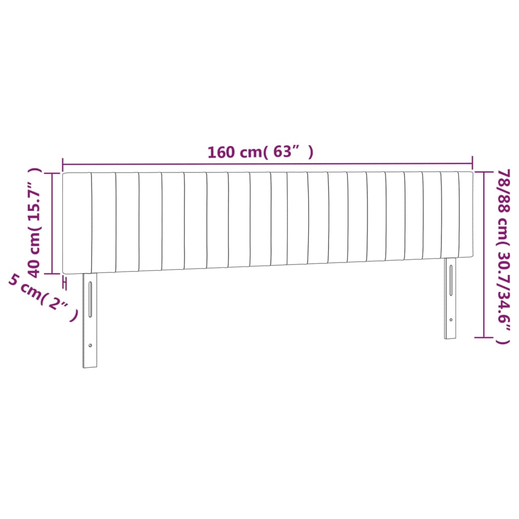 Kopfteile 2 Stk. Hellgrau 80x5x78/88 cm Stoff