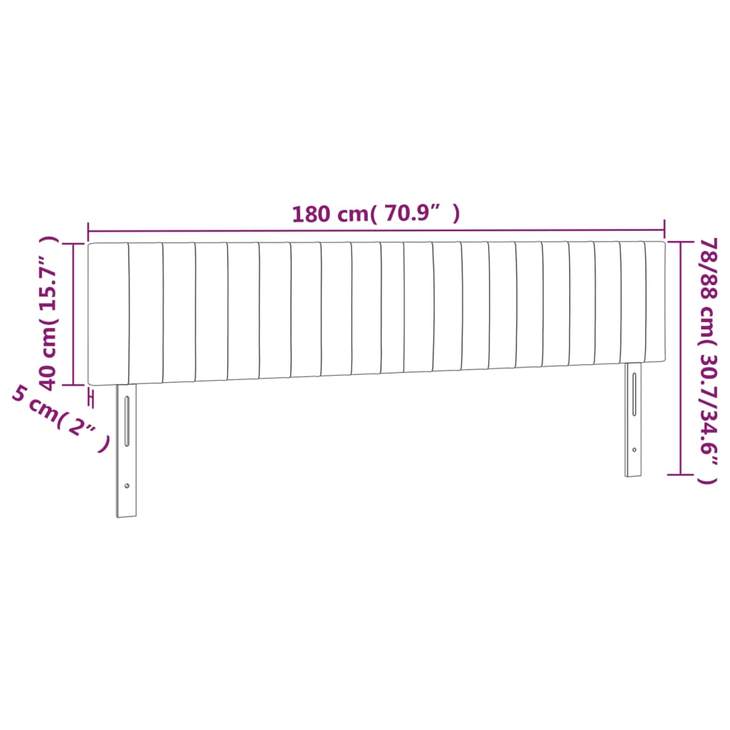 Kopfteile 2 Stk. Hellgrau 90x5x78/88 cm Stoff