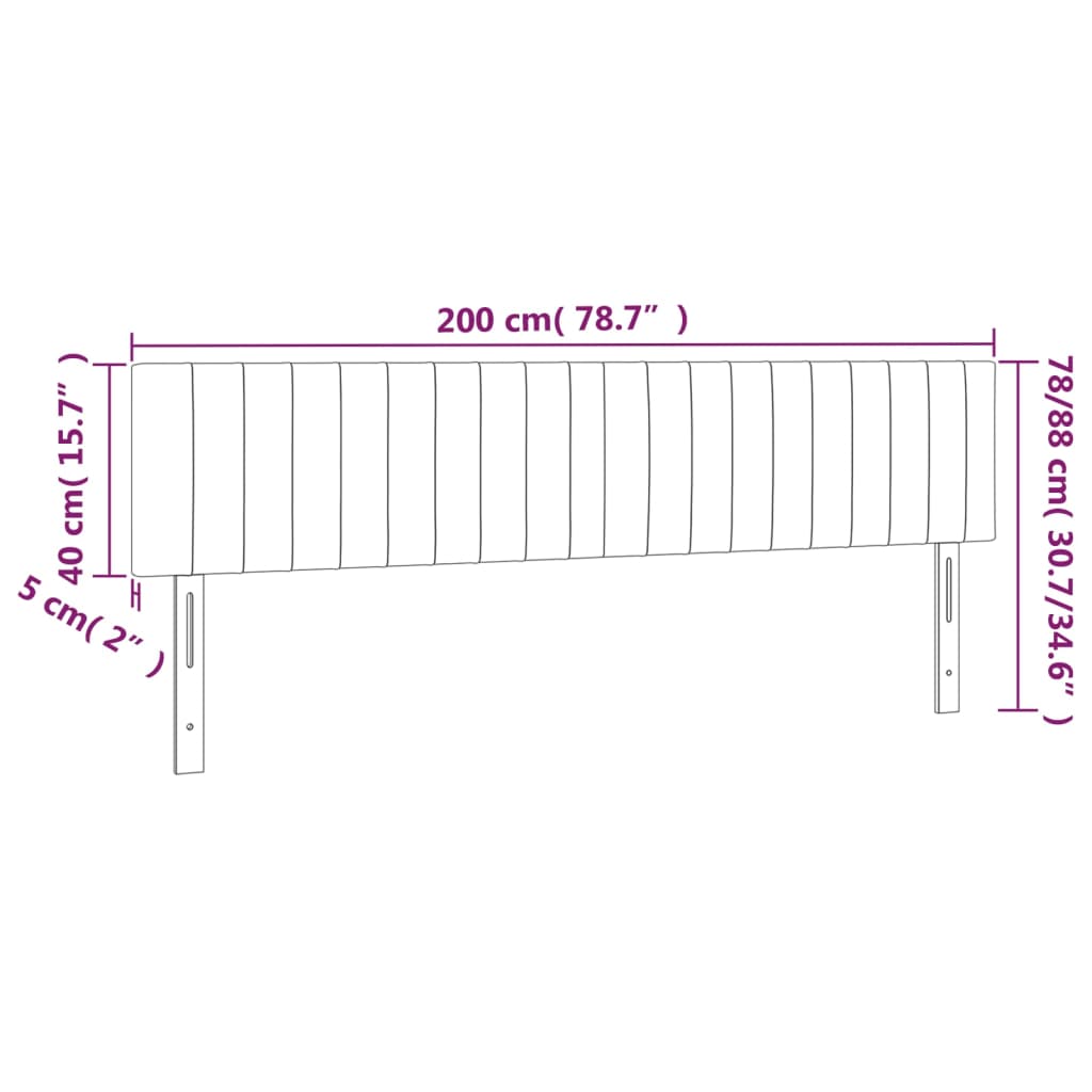 Kopfteile 2 Stk. Hellgrau 100x5x78/88 cm Stoff