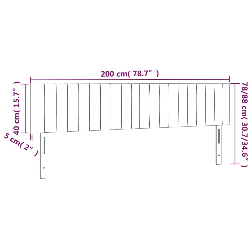 Kopfteile 2 Stk. Creme 100x5x78/88 cm Stoff