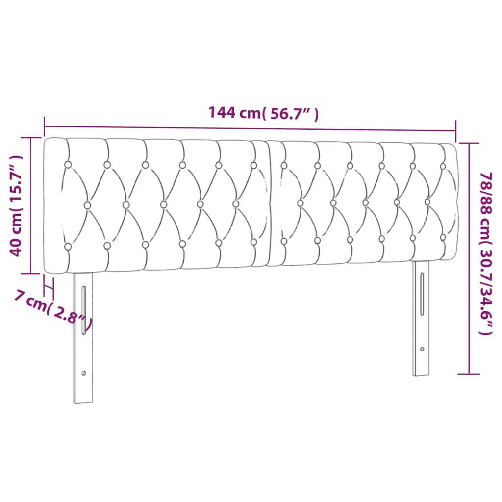 Kopfteile 2 Stk. Dunkelbraun 72x7x78/88 cm Stoff