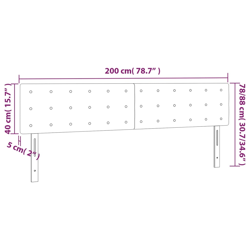 Kopfteile 2 Stk. Schwarz 100x5x78/88 cm Stoff