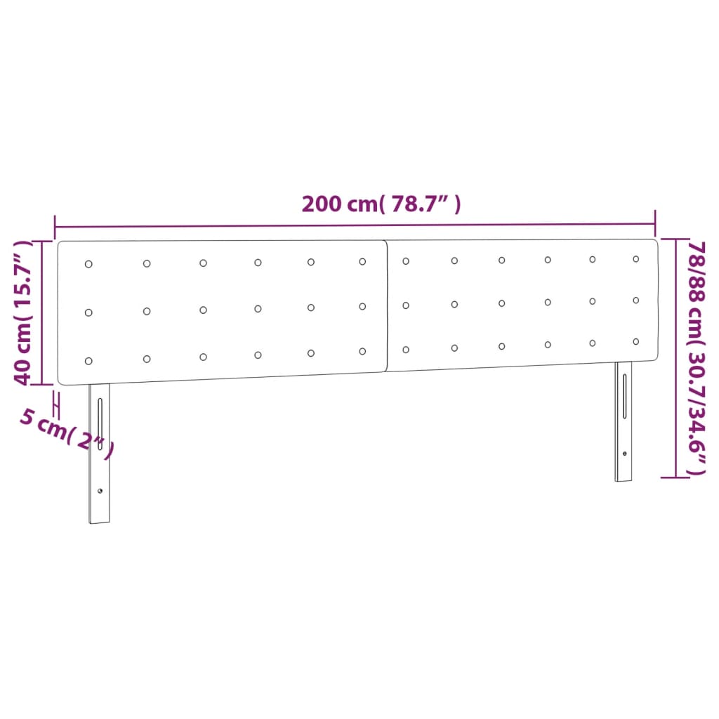 Kopfteile 2 Stk. Schwarz 100x5x78/88 cm Samt