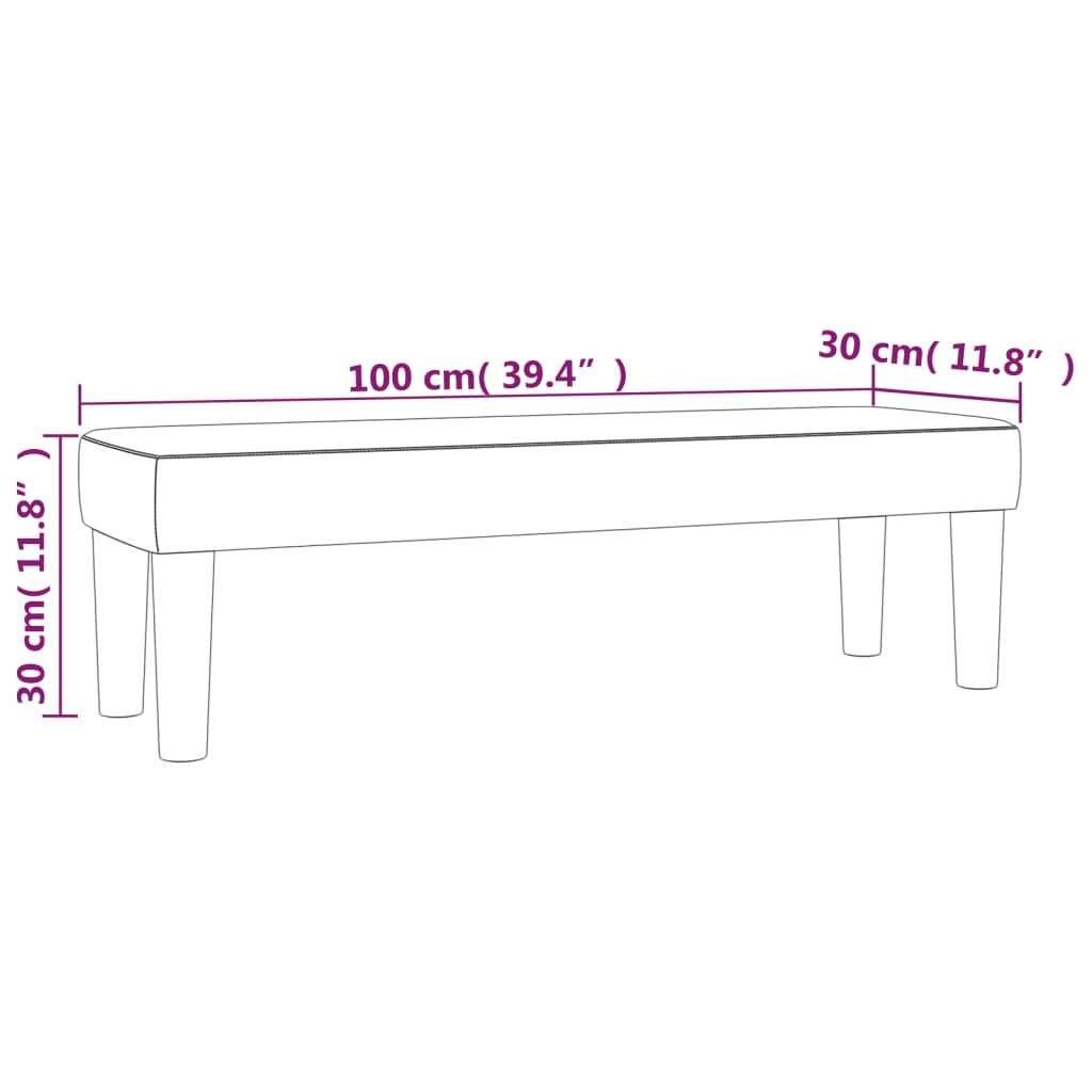 Sitzbank Schwarz 100x30x30 cm Stoff