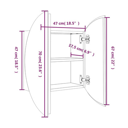 Badezimmerschrank mit Rundem Spiegel & LED Weiß 47x47x17,5 cm