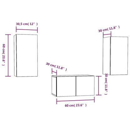 3-tlg. TV-Schrank-Set Grau Sonoma Holzwerkstoff