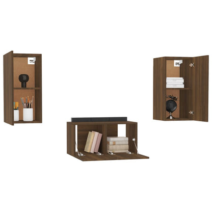 3-tlg. TV-Schrank-Set Braun Eichen-Optik Holzwerkstoff