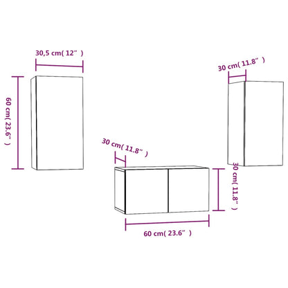 3-tlg. TV-Schrank-Set Braun Eichen-Optik Holzwerkstoff