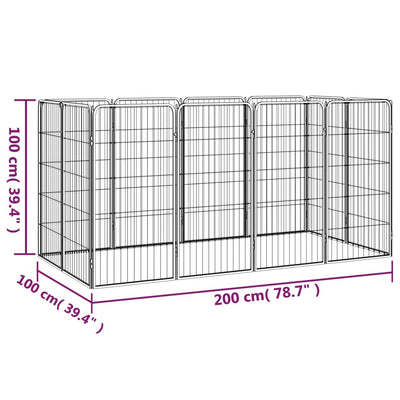 12-tlg. Hundelaufstall Schwarz 50x100cm Stahl Pulverbeschichtet