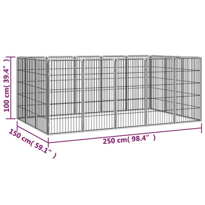 16-tlg. Hundelaufstall Schwarz 50x100cm Stahl Pulverbeschichtet