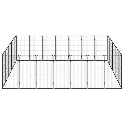 24-tlg. Hundelaufstall Schwarz 50x100cm Stahl Pulverbeschichtet