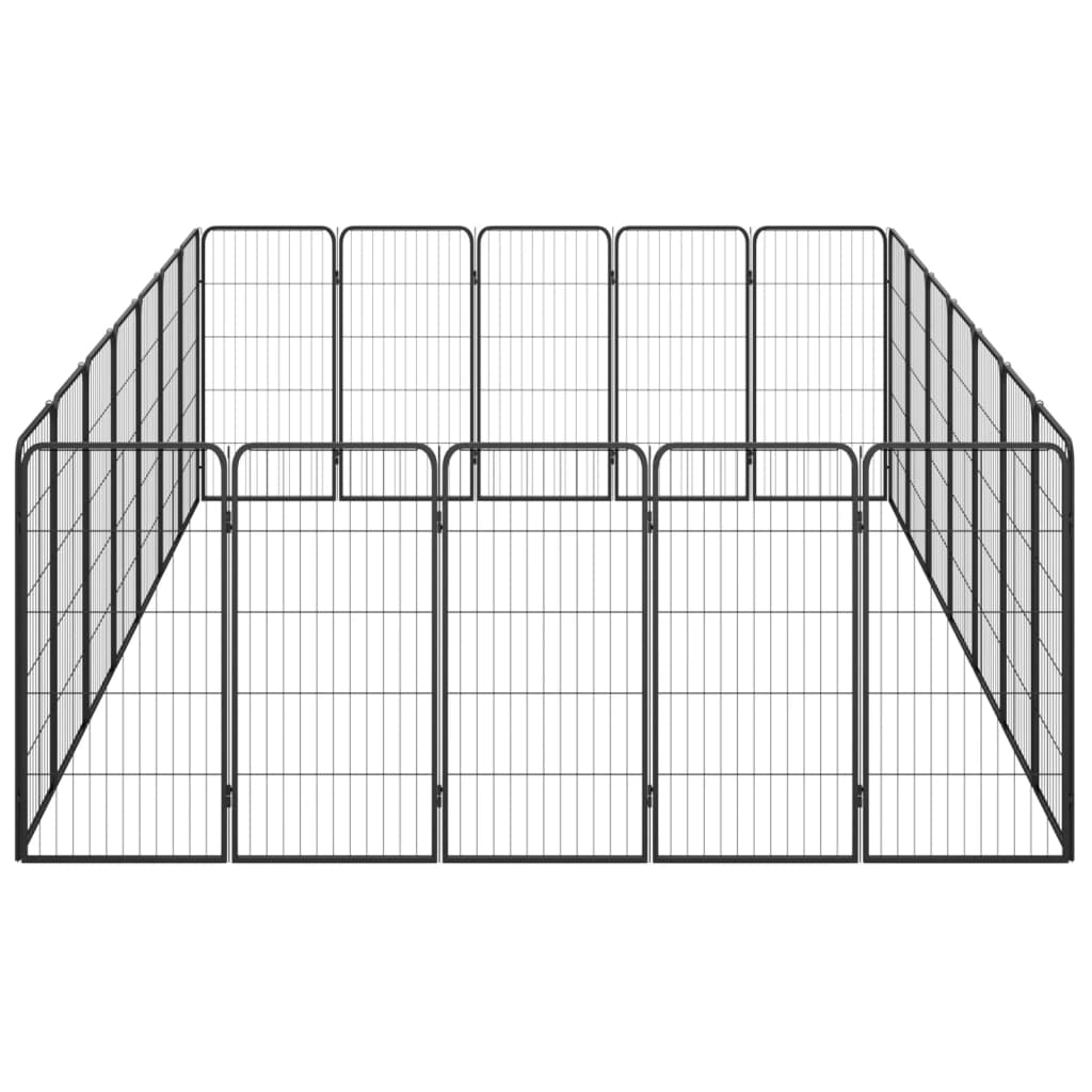 24-tlg. Hundelaufstall Schwarz 50x100cm Stahl Pulverbeschichtet