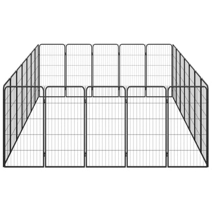 24-tlg. Hundelaufstall Schwarz 50x100cm Stahl Pulverbeschichtet