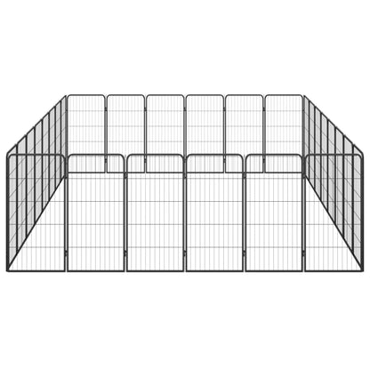 28-tlg. Hundelaufstall Schwarz 50x100cm Stahl Pulverbeschichtet