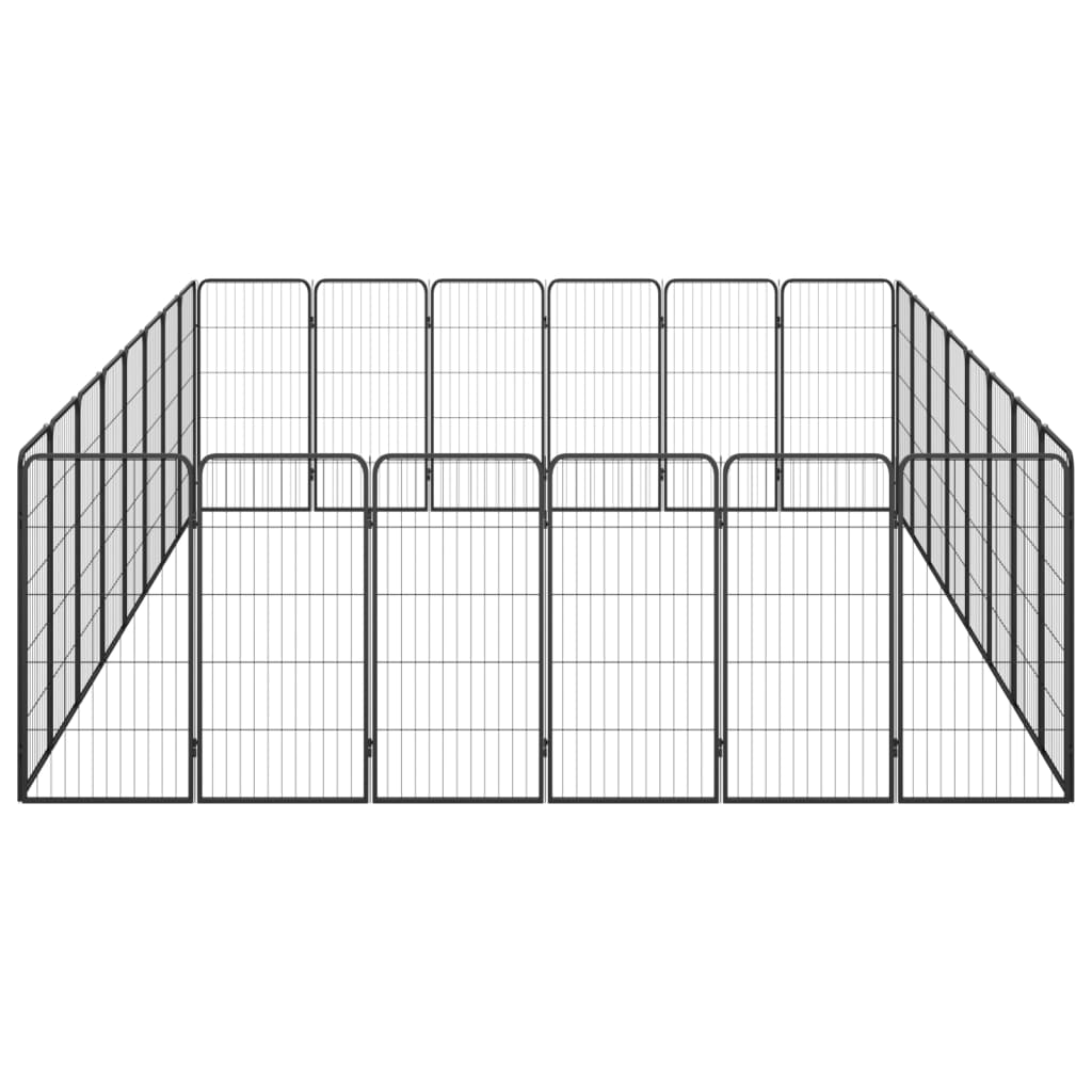 28-tlg. Hundelaufstall Schwarz 50x100cm Stahl Pulverbeschichtet