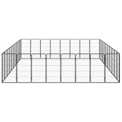 36-tlg. Hundelaufstall Schwarz 50x100cm Stahl Pulverbeschichtet