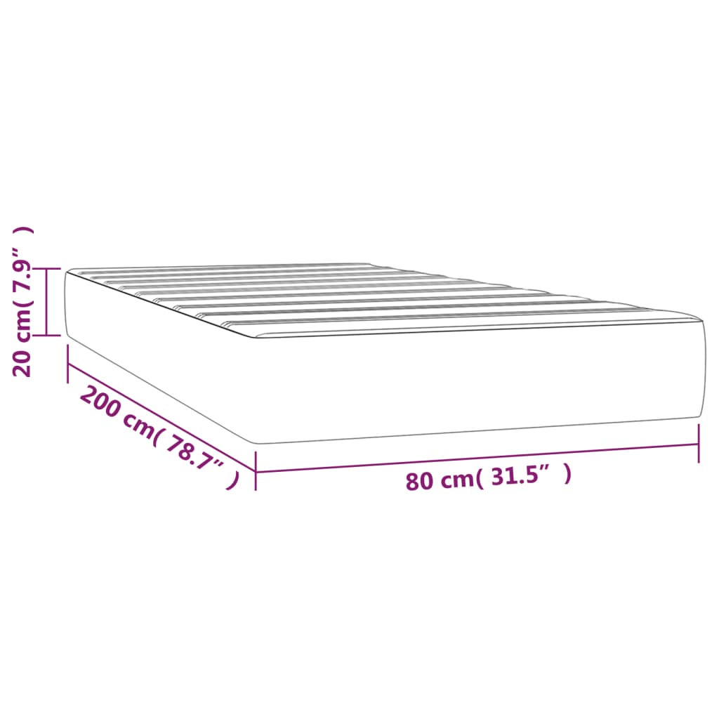 Taschenfederkernmatratze Hellgrau 80x200x20 cm Stoff