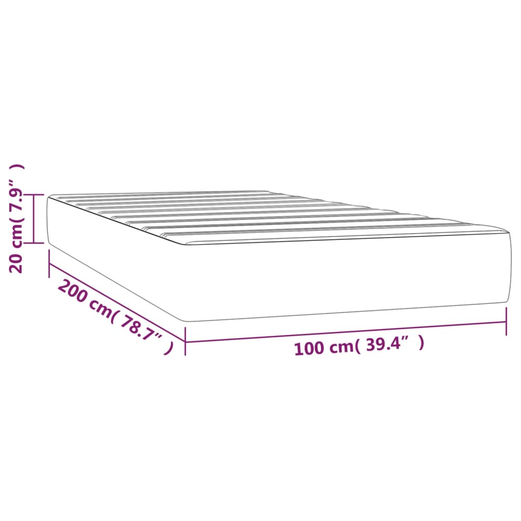 Taschenfederkernmatratze Schwarz 100x200x20 cm Samt