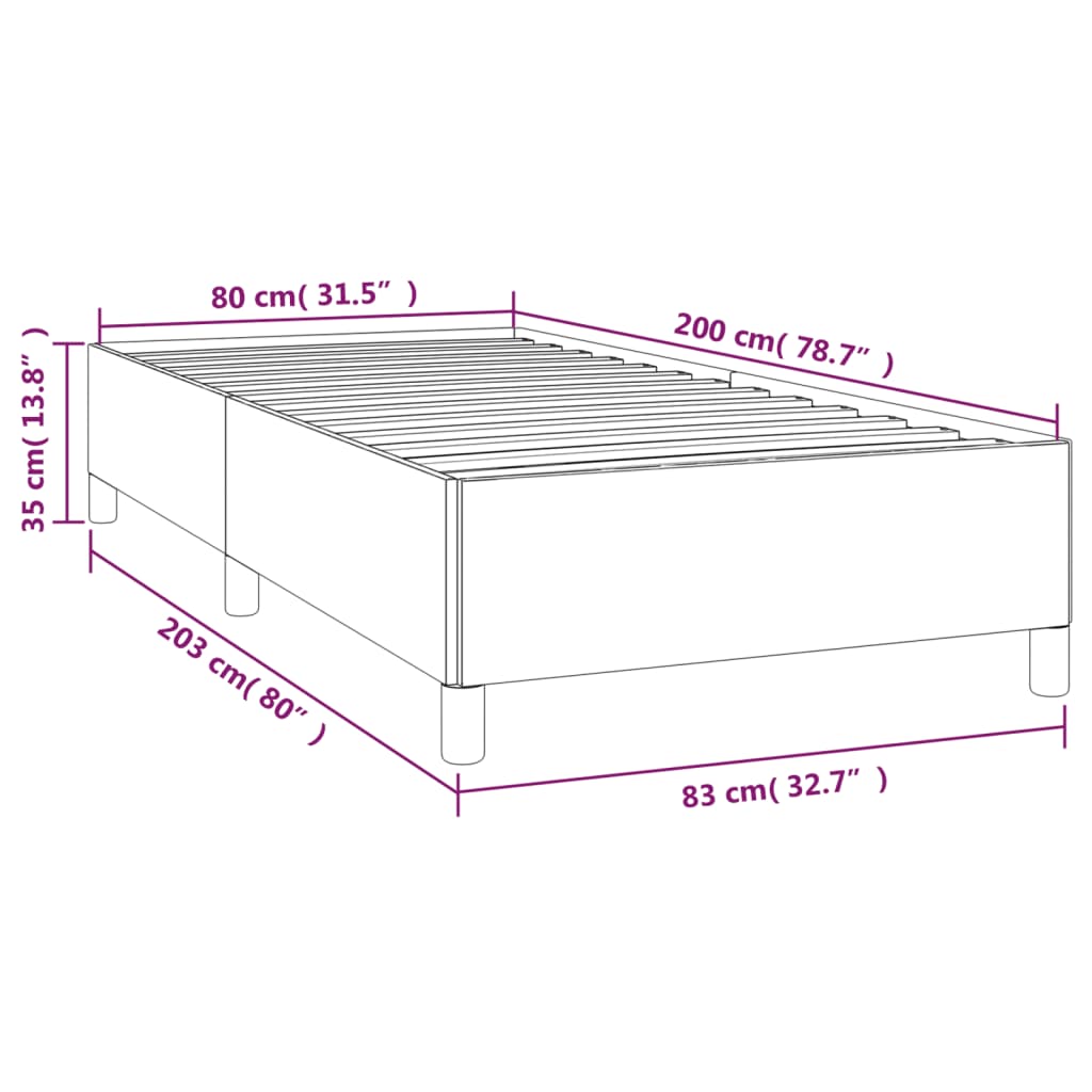 Bettgestell Dunkelgrau 80x200 cm Stoff