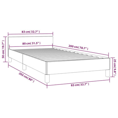 Bettgestell mit Kopfteil ohne Matratze Taupe 80x200 cm Stoff