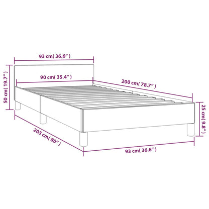 Bettgestell mit Kopfteil ohne Matratze Grau 90x200 cm