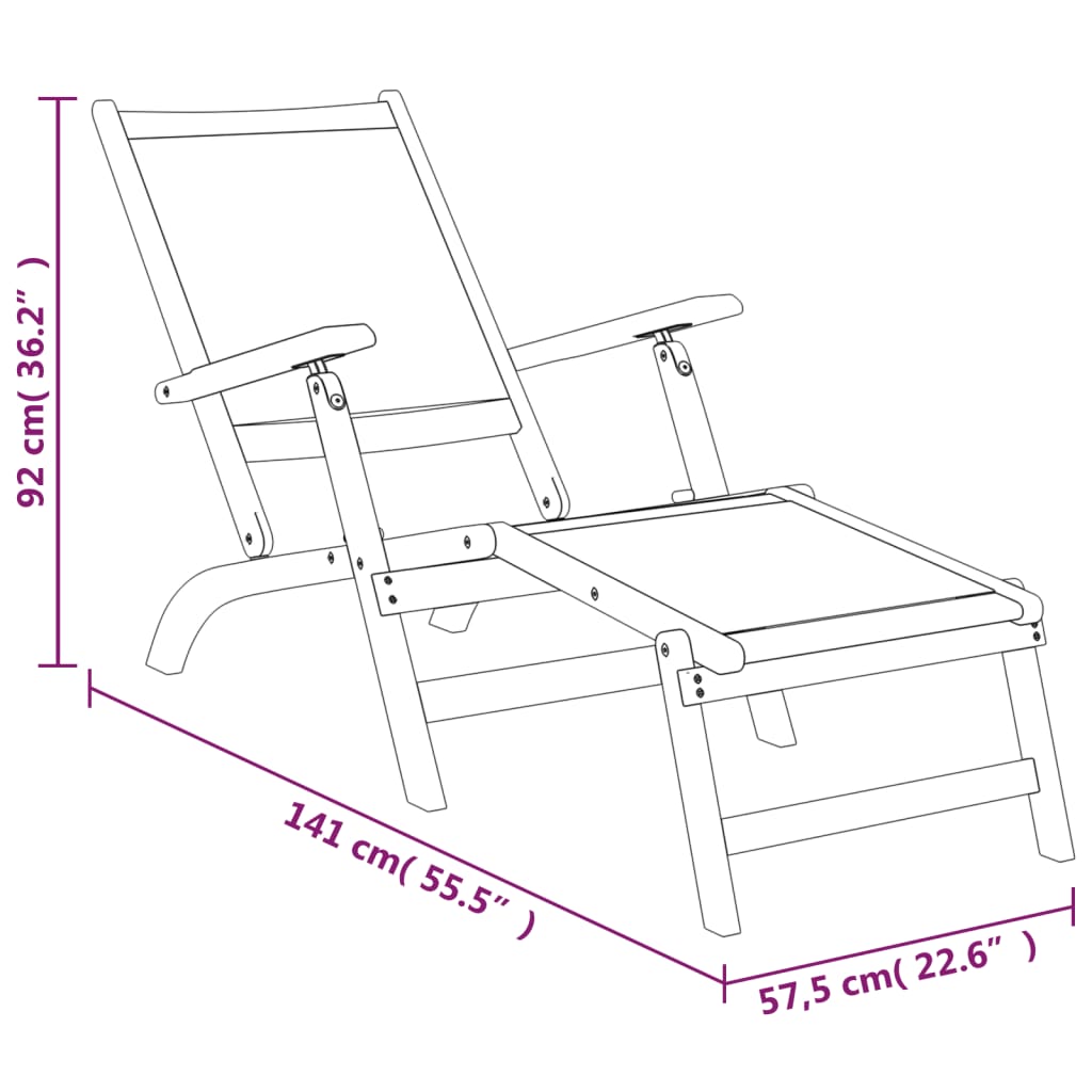 Garten-Liegestühle mit Tisch Massivholz Akazie und Textilene