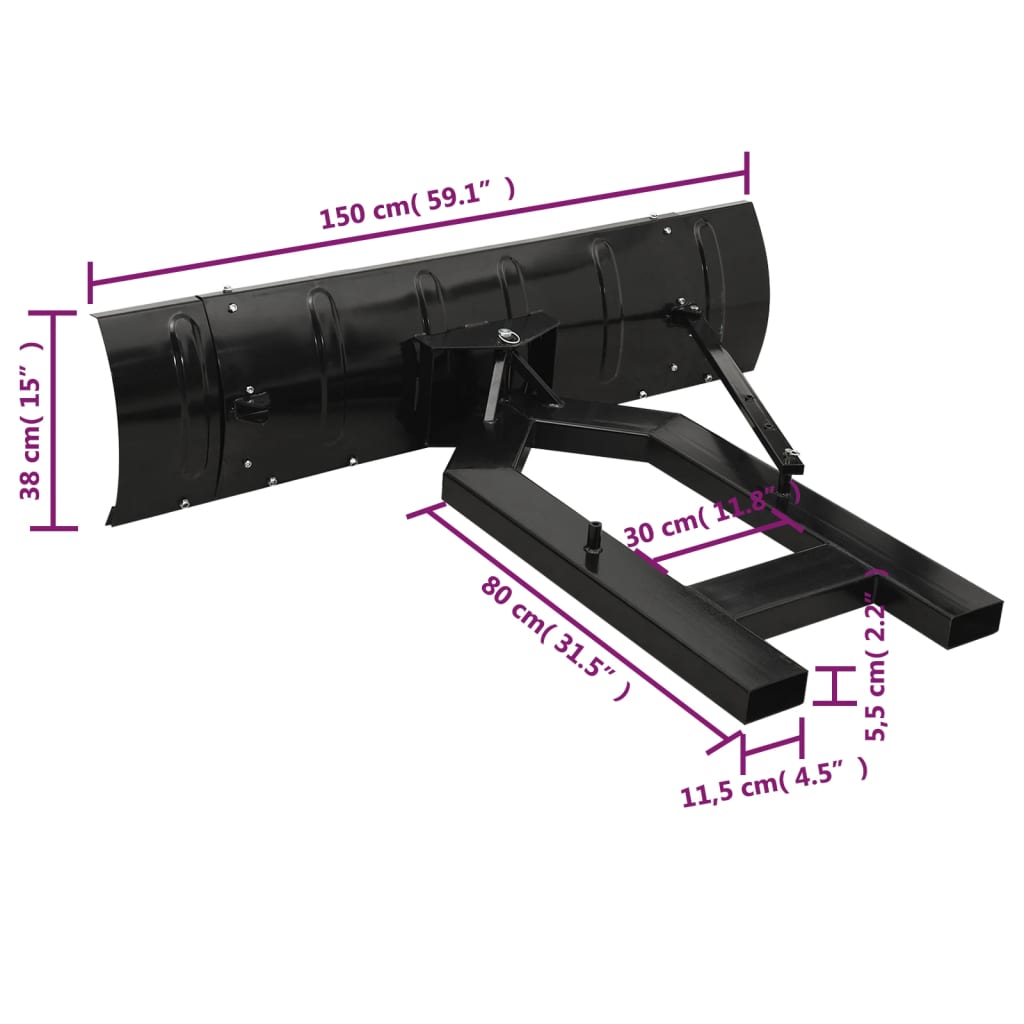 Schneeschild für Gabelstapler 150x38 cm Schwarz