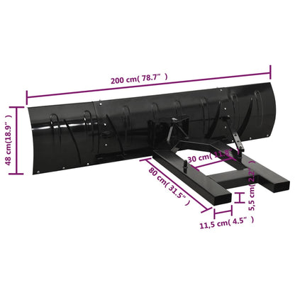 Schneeschild für Gabelstapler 200x48 cm Schwarz