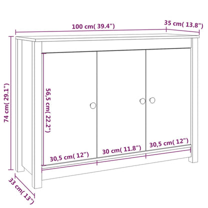 Sideboard Weiß 100x35x74 cm Massivholz Kiefer