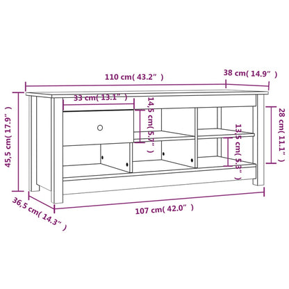 Schuhschrank Weiß 110x38x45,5 cm Massivholz Kiefer