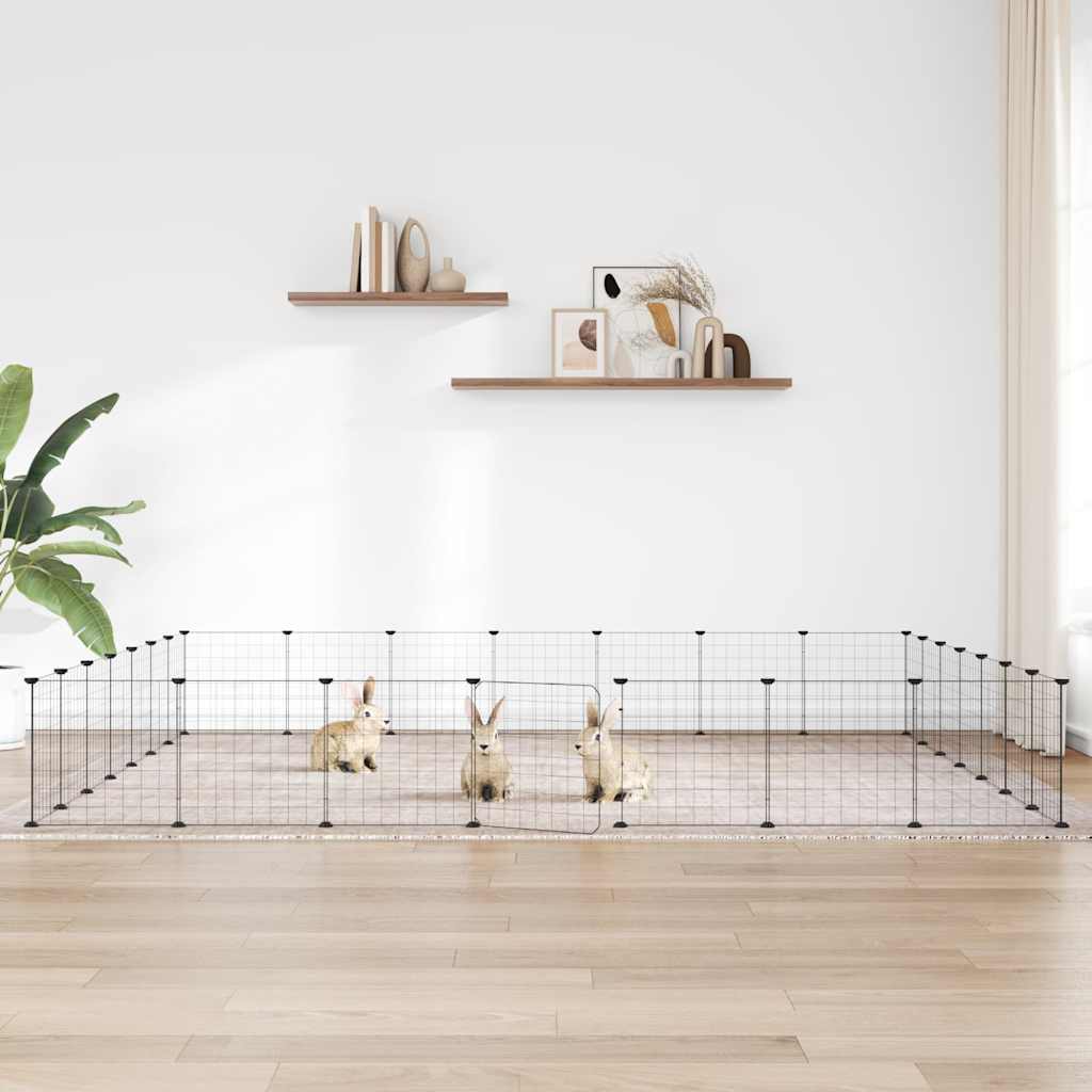 28-tlg. Haustierkäfig mit Tür Schwarz 35x35 cm Stahl