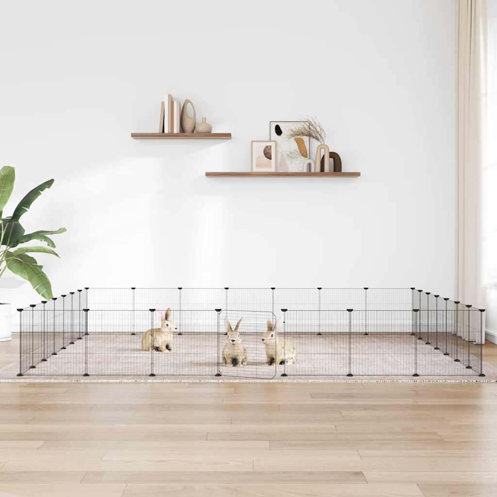 28-tlg. Haustierkäfig mit Tür Schwarz 35x35 cm Stahl