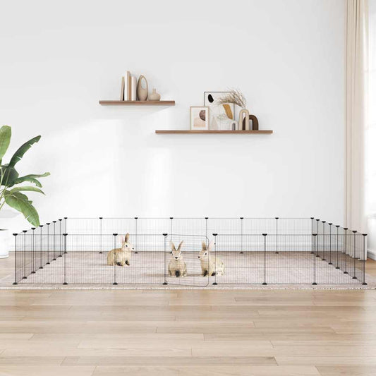 28-tlg. Haustierkäfig mit Tür Schwarz 35x35 cm Stahl