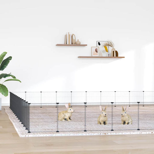 52-tlg. Haustierkäfig mit Tür Schwarz 35x35 cm Stahl