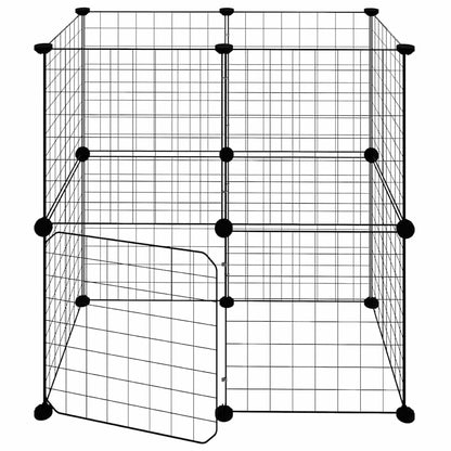 12-tlg. Haustierkäfig mit Tür Schwarz 35x35 cm Stahl