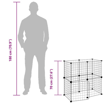 12-tlg. Haustierkäfig mit Tür Schwarz 35x35 cm Stahl