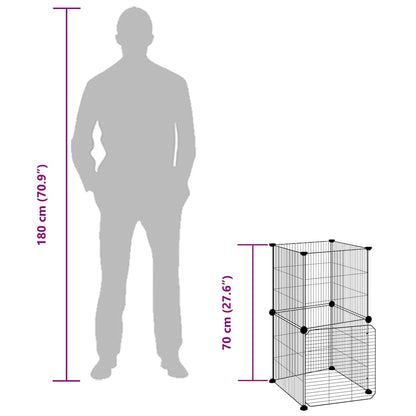 8-tlg. Haustierkäfig mit Tür Schwarz 35x35 cm Stahl